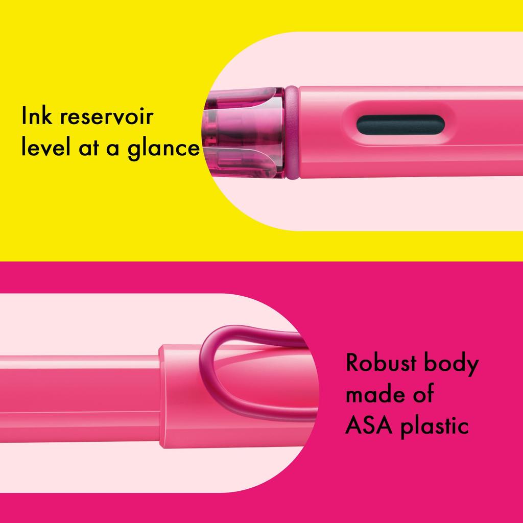 Lamy Safari Neon Pink Fountain Pen with Ergonomic Grip and Polished Steel Nib Ideal for All Writing and Calligraphy Includes LAMY T 10 Blue Cartridge
