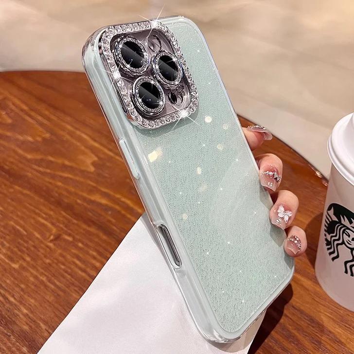 Acryl Glitzer Strass 2-in-1 Bonbonfarbe Hülle für iPhone 16 15 14 13 12 11 Pro Max Plus Juwelenbesetzte Schutzhülle