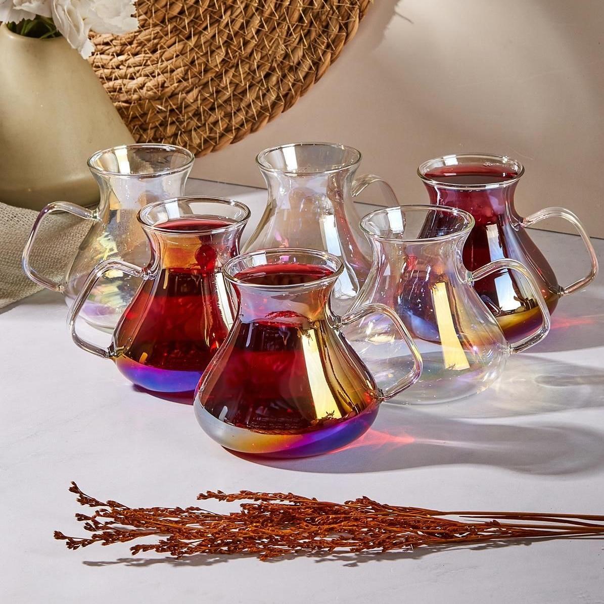 

Set of 6 200 ml Borosilicate Tea Cups Heat Resistant Home Kitchen Standart білий