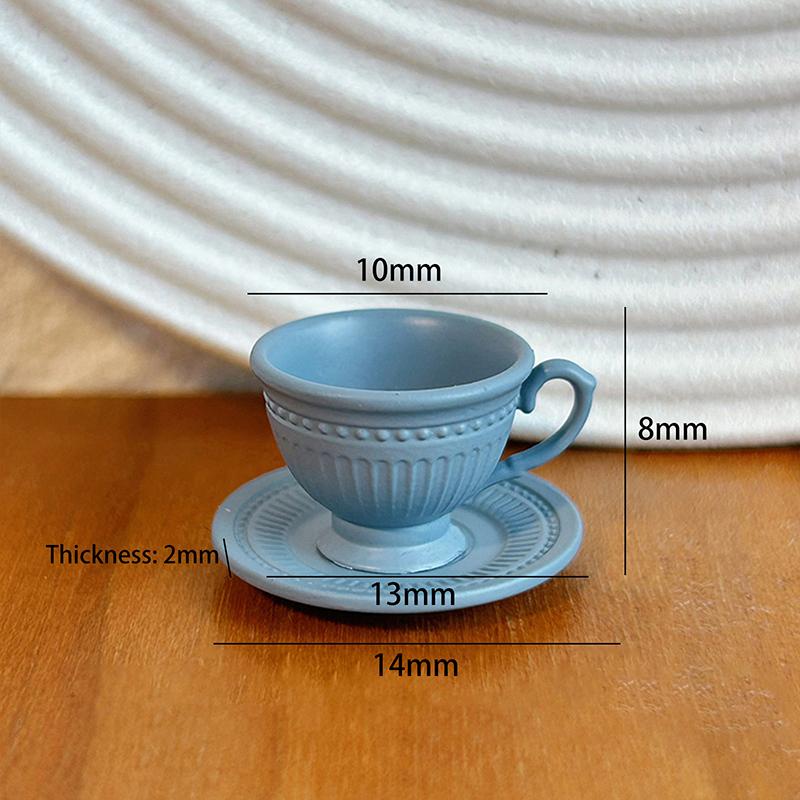 2PCS Small Luxury French Coffee Cup Plate Set Toy Dollhouse Mini Furniture Model DIY Accessories Miniature Scene Decoration