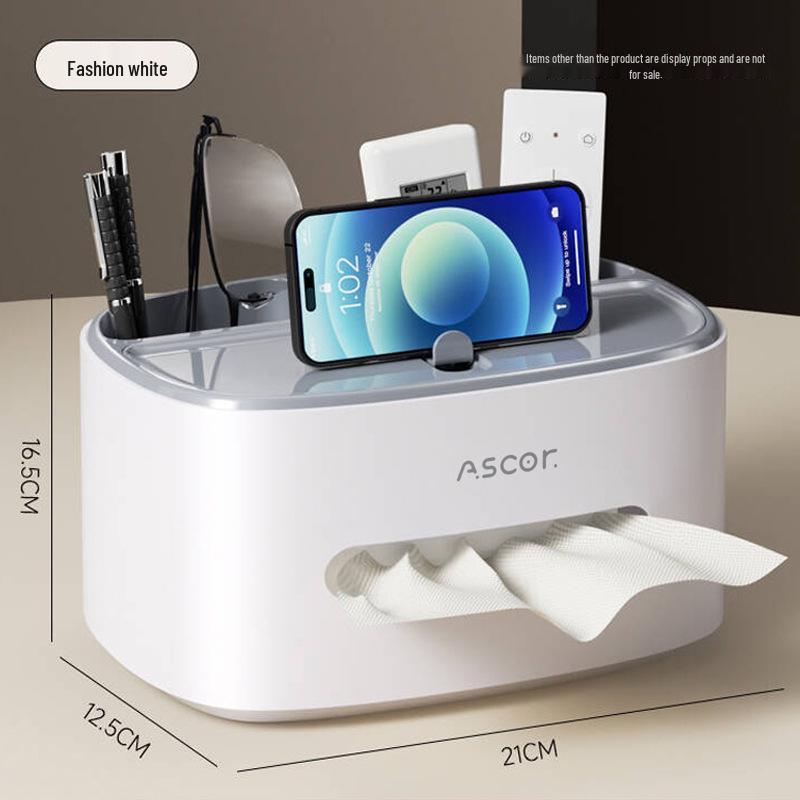 Elegant Multi-Functional Tissue Box & Remote Control Organizer for Living Room Coffee Table