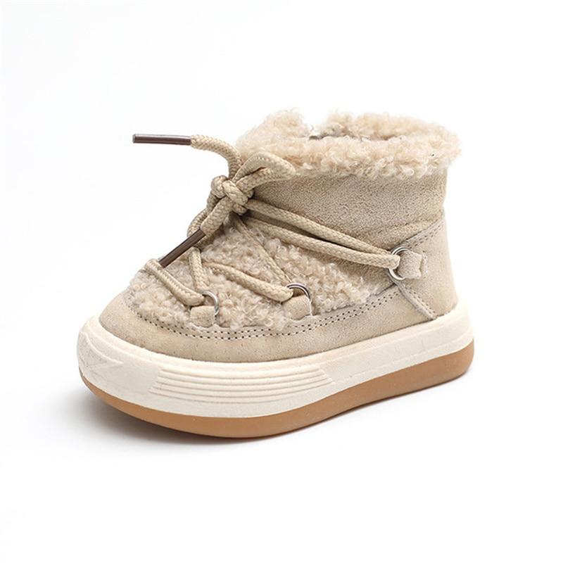 

Winter Baby Boots Warm Plush Rubber Sole Toddler Kids Sneakers Infant Shoes Fashion Little Boys Girls Boots 16 бежевый