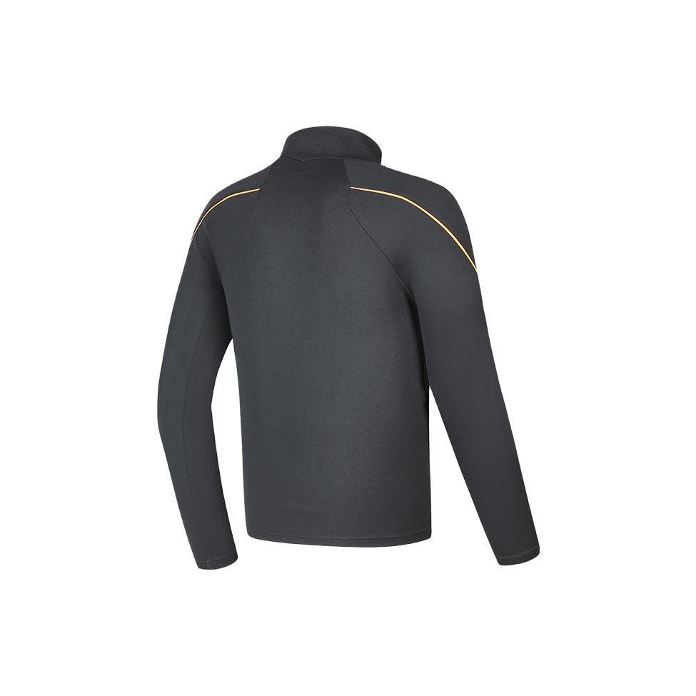 Fila Golf Series Color Block Stand Collar Golf Elite Long Sleeve T-Shirt Men Tops Deep-Black A11M345215F-BK