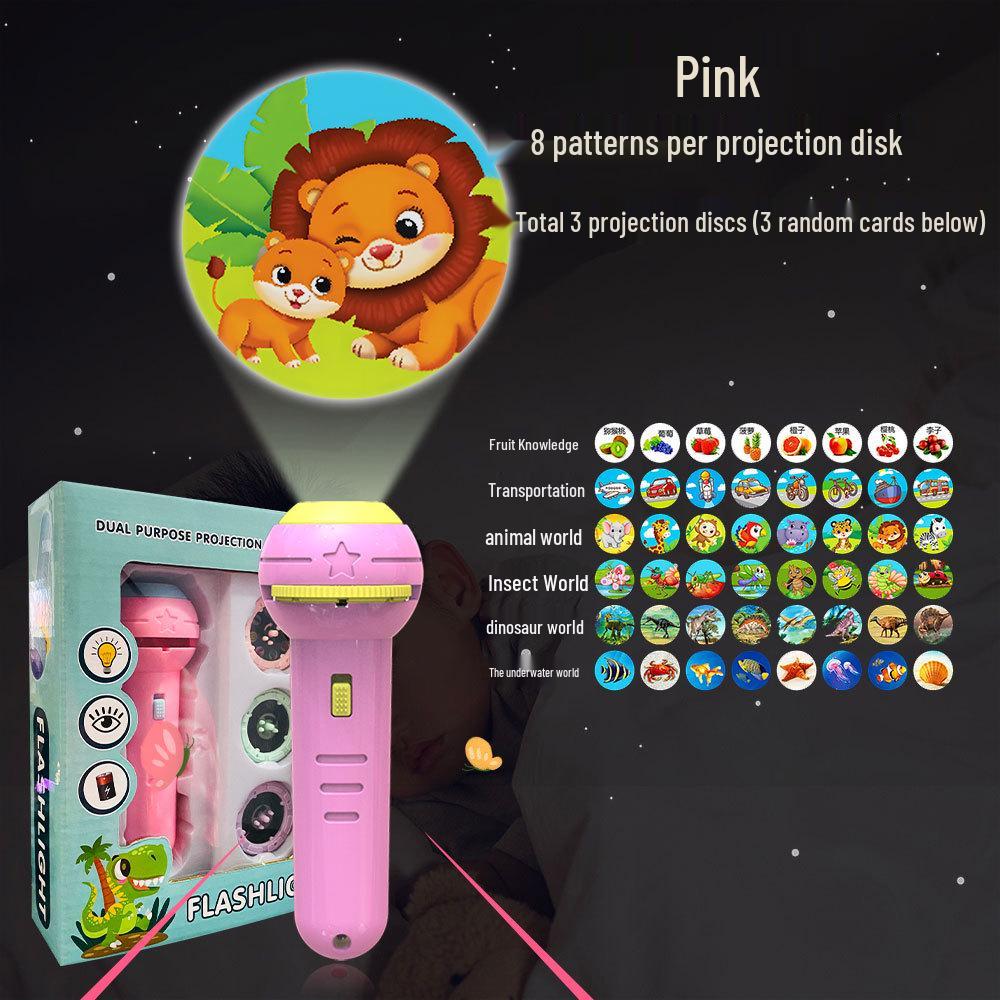 Children's Animal Projector Flashlight - Early Education Luminous Toy for Baby Picture Recognition and Cartoon Projection Gifts