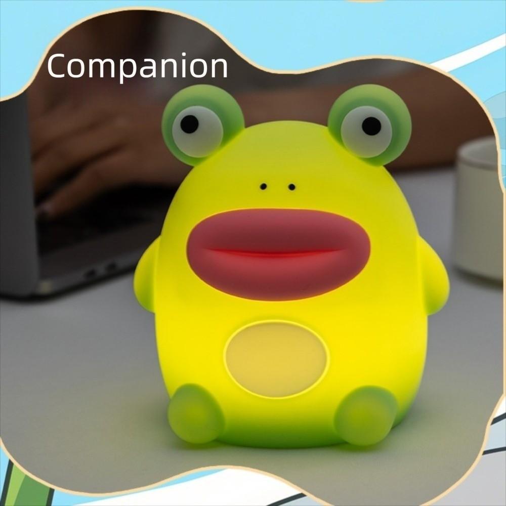Cute Dimmable Nursery Nightlight Rechargeable Bedside Table Lamp Silicone Frog Night Lamp  Bedrooms