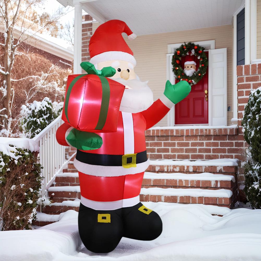 2.4M Christmas Inflatable Santa Claus with Gift Bag Santa Carrying Present Sack Airblow Inflatable Santa Claus for Outdoor Decor