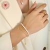 Triple Layer Titanium Steel Bracelet With Natural Freshwater Pearl Geometric Charm Women Elegant Style