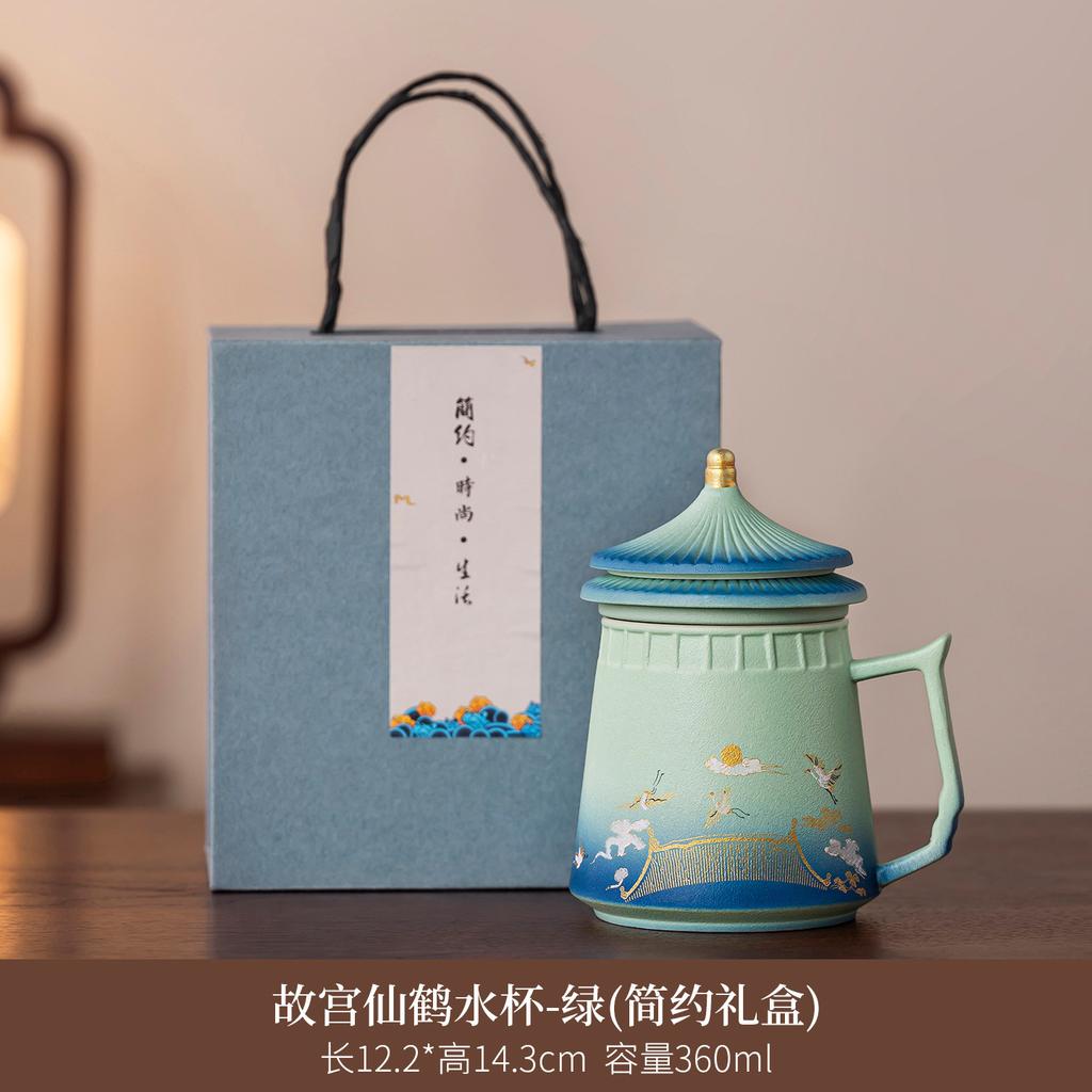 New Chinese-style Forbidden City drinking cup high-value ceramic cup home office teacup with lid personal tea set