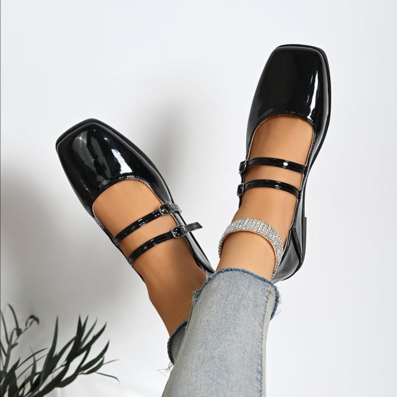 

Мода 2024 Новая женская обувь Ретро Туфли-балетки на плоском каблуке для женщины Квадратный носок Перекрестный ремешок Мэри Джейн Красные Одинарные туфли Zapatos De Mujer 35 чёрный