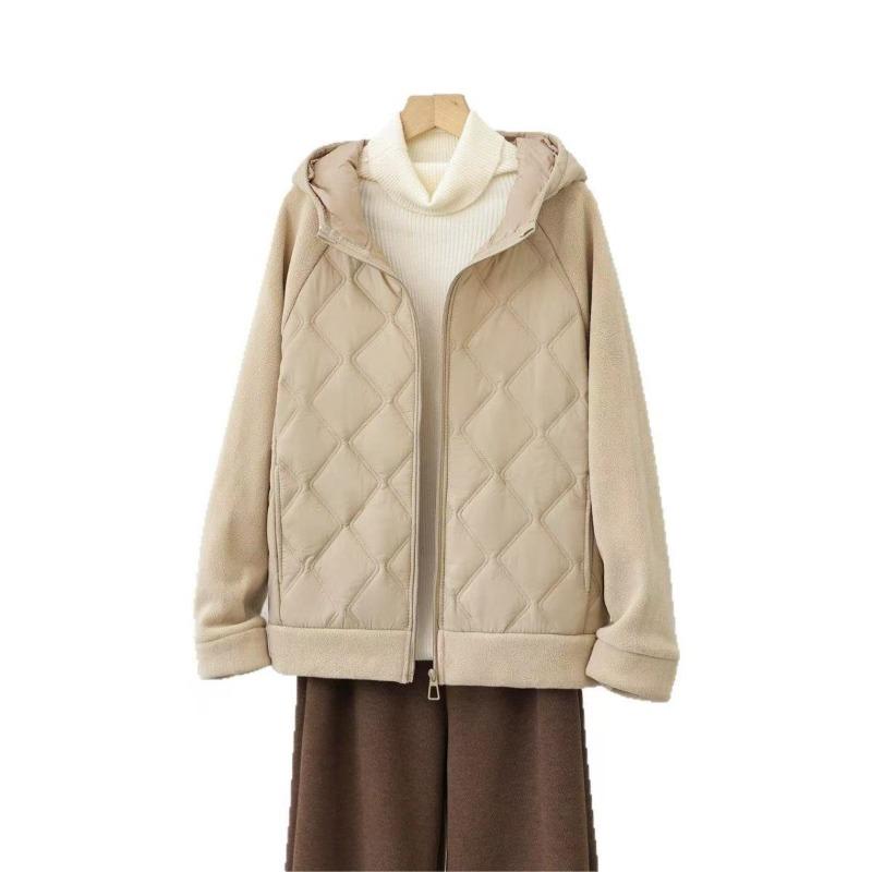 Thin Light Down Cotton Jacket Female Short Coat Autumn Winter Women's Hooded Loose Imitation Lamb Wool Cotton Jacket
