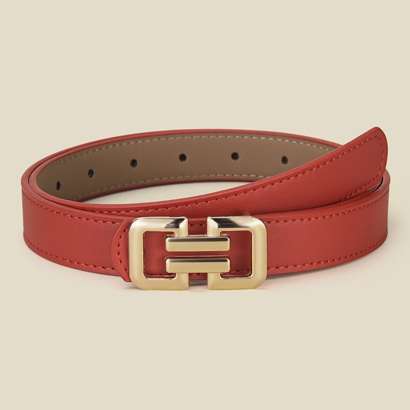Women's Multicolor Leather Belt with Alloy Buckle - Versatile Thin Waist Belt