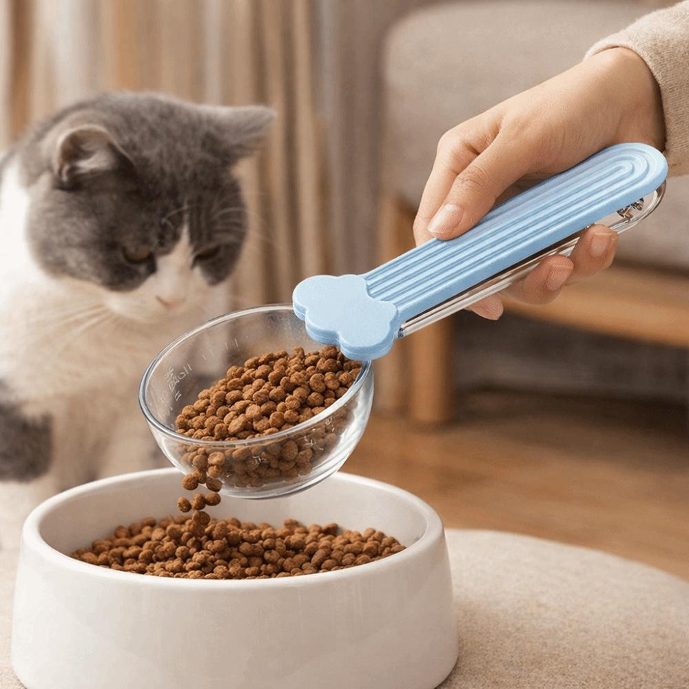 Multi-functional Cat Food Scoop Clear Scale Food Bag Clip Portable Sealing Clip  for Dogs Cats