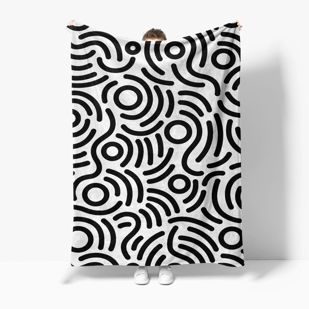 

Black Lines Geometric Throw Blanket Abstract Stripe Blanket Sofa Bed Throw Home Decor Gift for Women Kids Casual Bedspread 75x100cm