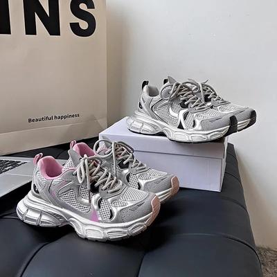 Tênis Femininos Plataforma Sapatos Planos Cinza Tênis Casuais Senhoras Tênis Chunky Femininos Sapatos de Mulher Zapatillas Mujer D253