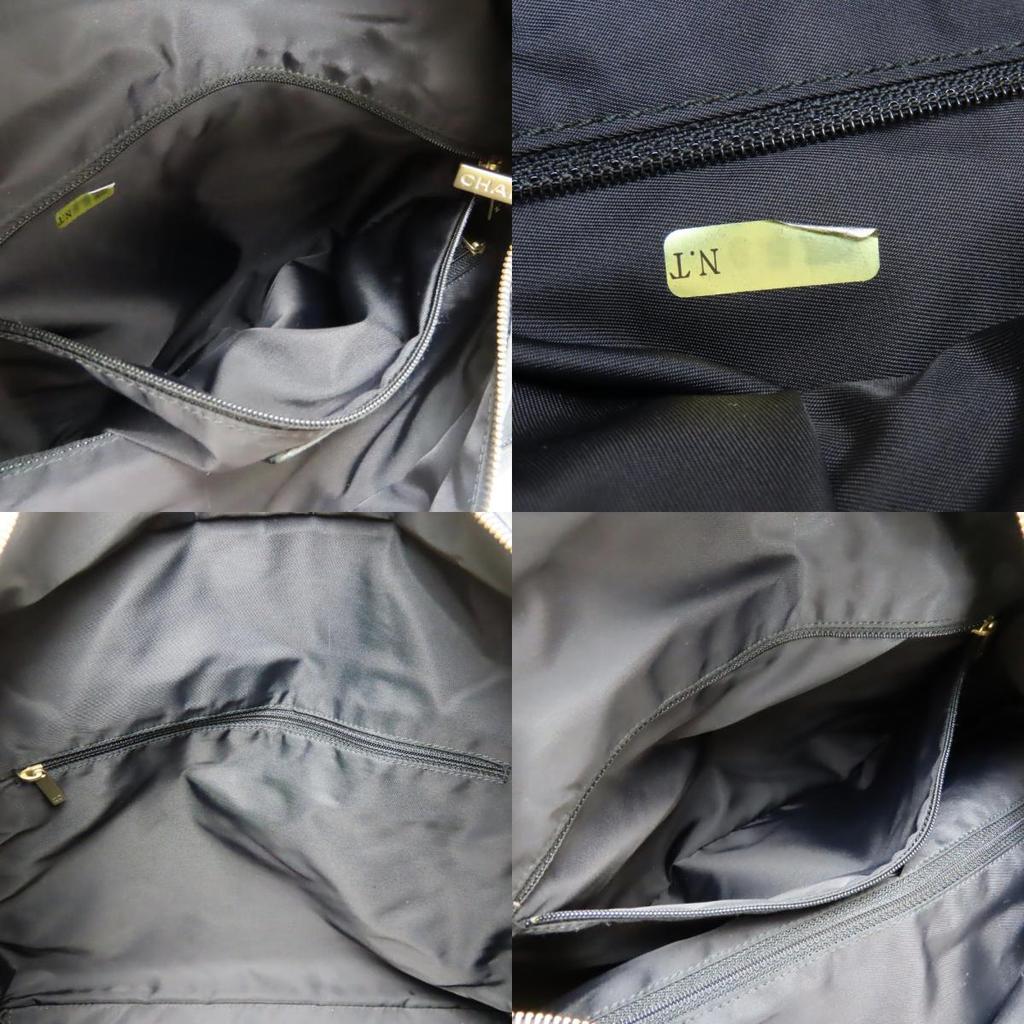 Used CHANEL Tote Bag Tote GM New travel line COCO Mark Jacquard nylon/leather black 9th