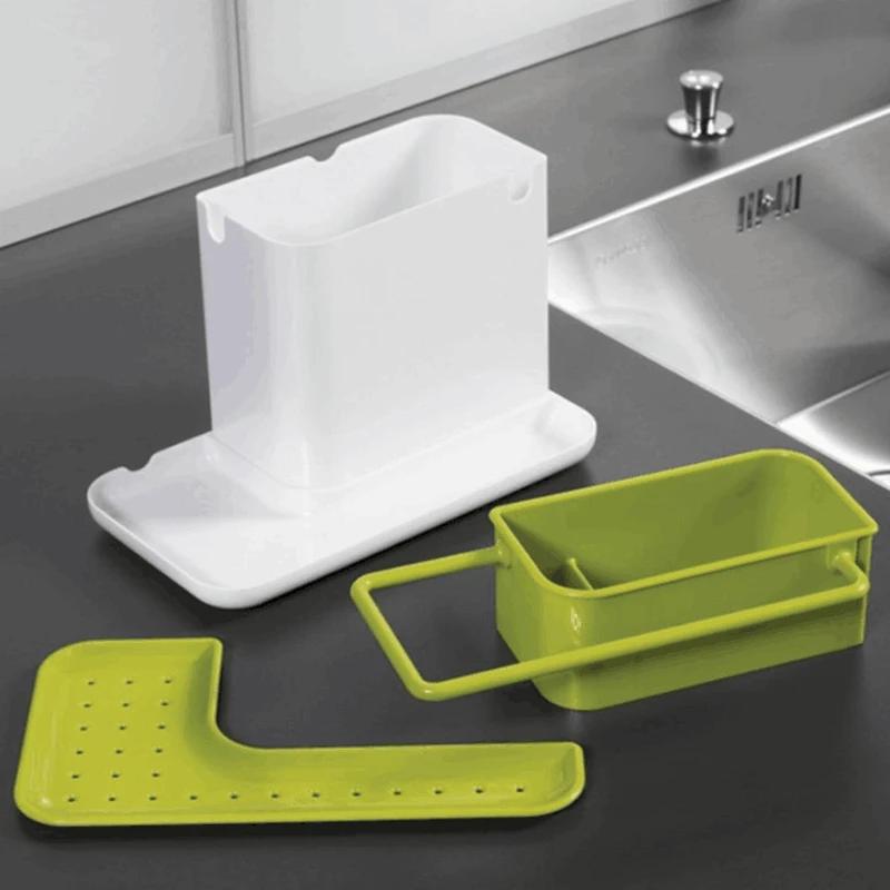 New Storage Shelf Sponge Holder Draining Sink Box Kitchen Organizer Draining Rack Dish Storage Rack Stands Utensils Towel Rack