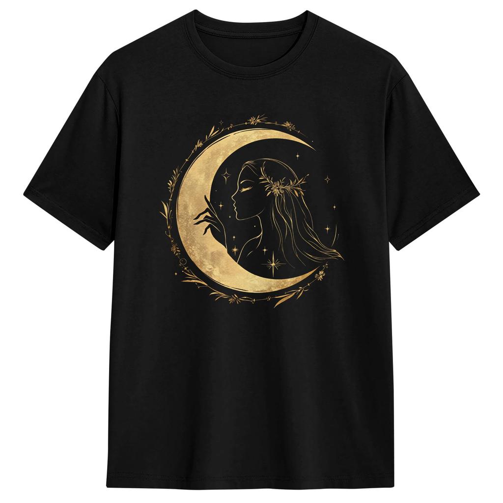 Moon Goddess TShirt Beach Harajuku T Shirts Unisex Cotton O Neck Plus Size Clothes Short Sleeve Y2K Funny Tops