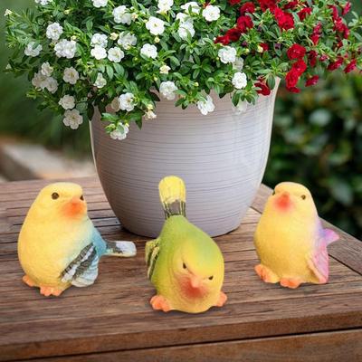 3x Miniaturní ptáčci Dekorativní figurky Květináče na rostliny Ozdoby Zahradní řemesla Mini figurky ptáčků