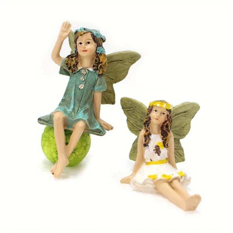 6Pcs/ Set Flower Fairy Decoration Garden Micro Landscape Ornament Plug-in Flower Fairy.