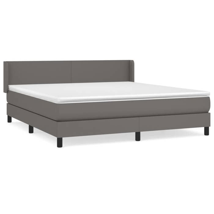 VidaXL Lit à sommier tapissier avec matelas Gris 160x200 cm Similicuir - Modèle 3130671