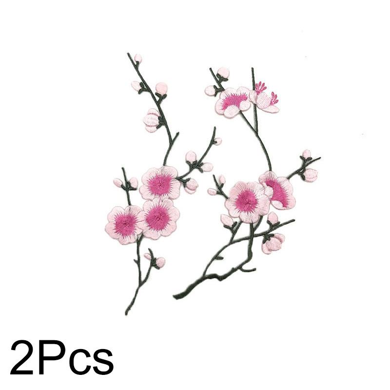 

2 шт. Вышивка 17*8 см Аппликация Нашивка Одежда Цветок сливы Для платья Вышитые аппликации Сделай сам Термонашивки