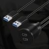 Dual Port Male To Female Waterproof Panel Dashboard Car Flush Mount Cable USB 3.0 To Type-C