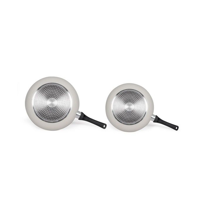 Set de 2 poêles aspect pierre - LIVOO - MEN124GR - Revêtement antiadhésif - Ø 24 et 28 cm - Manche silicone - Tous feux
