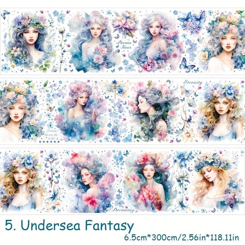 

6,5 см*3 м/рулон, вінтажна декоративна стрічка ПЕТ із квітковим метеликом, 6 стилів, матеріали для скрапбукінгу своїми руками Undersea Fantasy