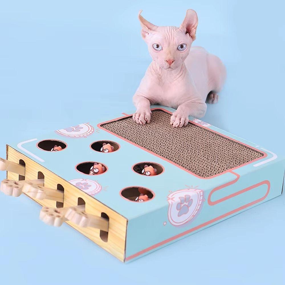 Interactive Cat Scratcher Cardboard Toys with Rocking Toy Cat Scratching Board  Paw Grinding