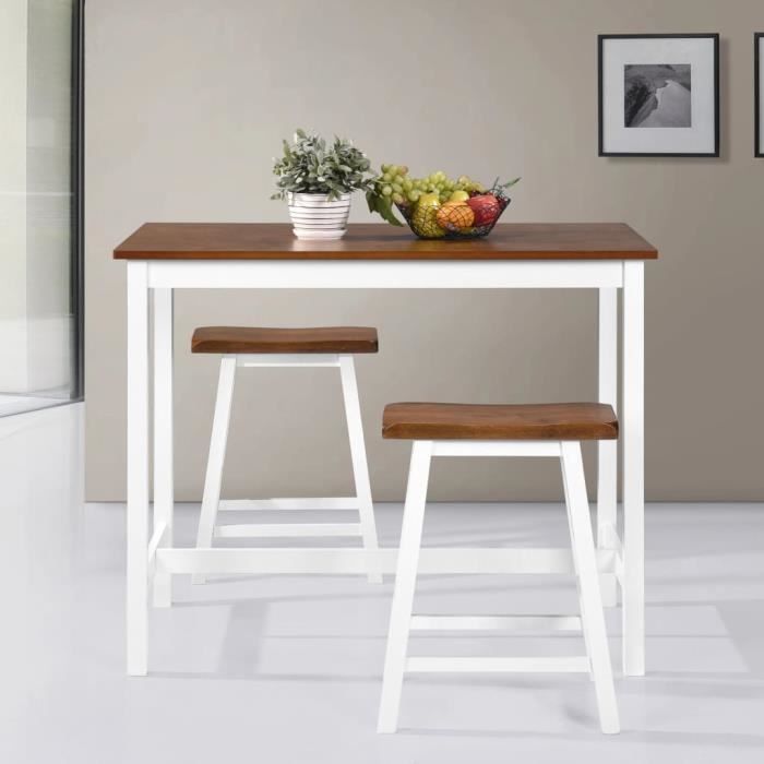 VidaXL Table de bar et tabouret 3 pcs Bois massif