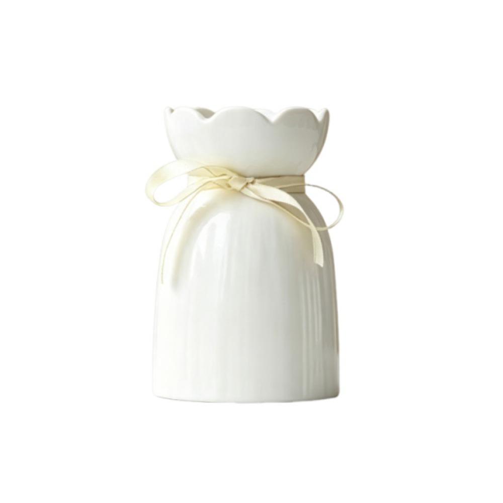 Nordic Style White Flower Vase INS Decorative Bottles Modern Ceramic Vase Wedding Decor S