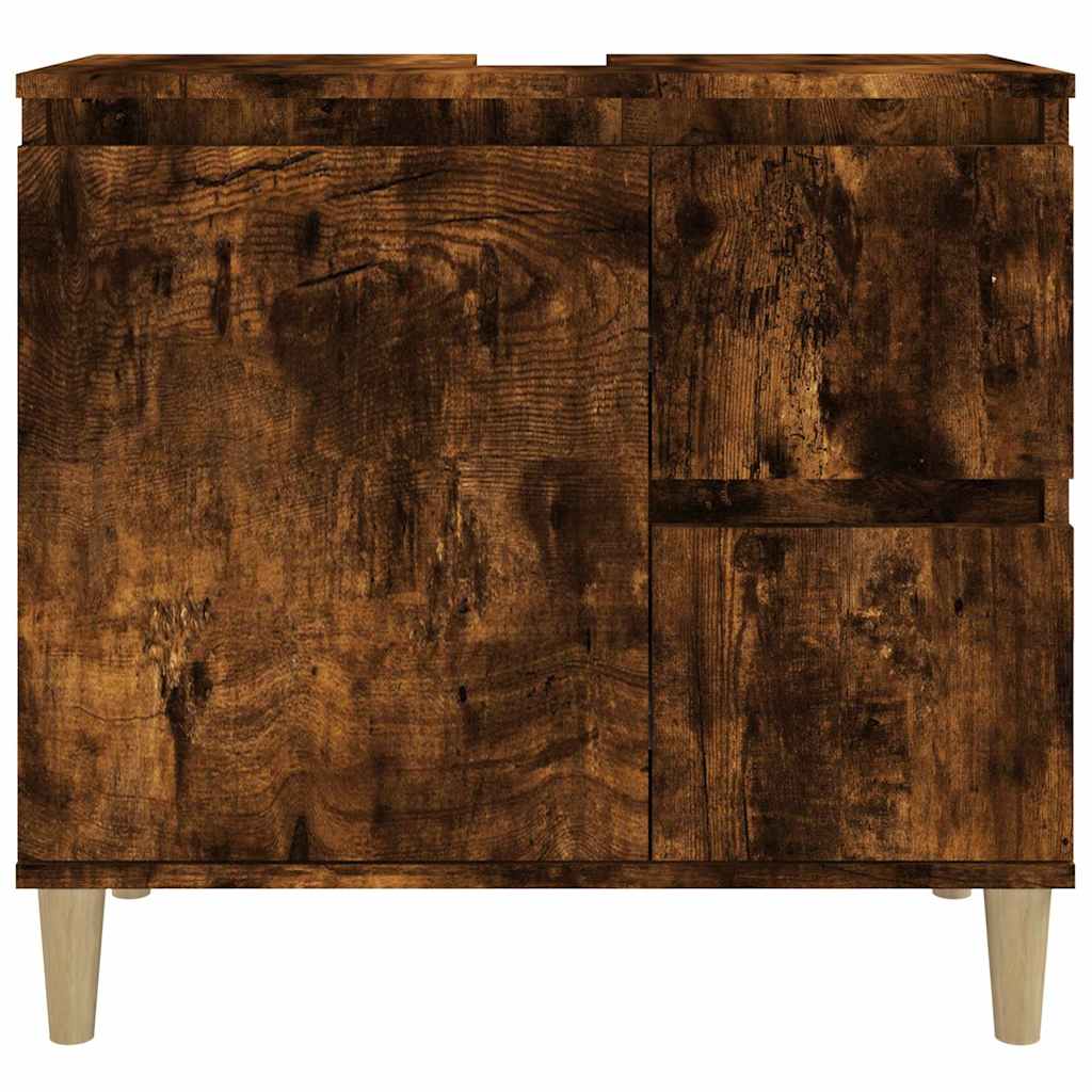 Bathroom Cabinet Smoked Oak 65x33x60 cm Wood Based Panel