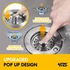 5-in-1 Stainless Steel Sink Aid - Pop-Up Drain Stopper, Food Catcher & Odor Filter with Drain Basket, Rust-Resistant Kitchen Sink Strainer