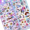 4Pcs Kawaii Sanrio 3D Relief Stickers Cinnamoroll My Melody Crystal Decals Waterproof Cute Cartoon Jelly Sticker Toys Gifts