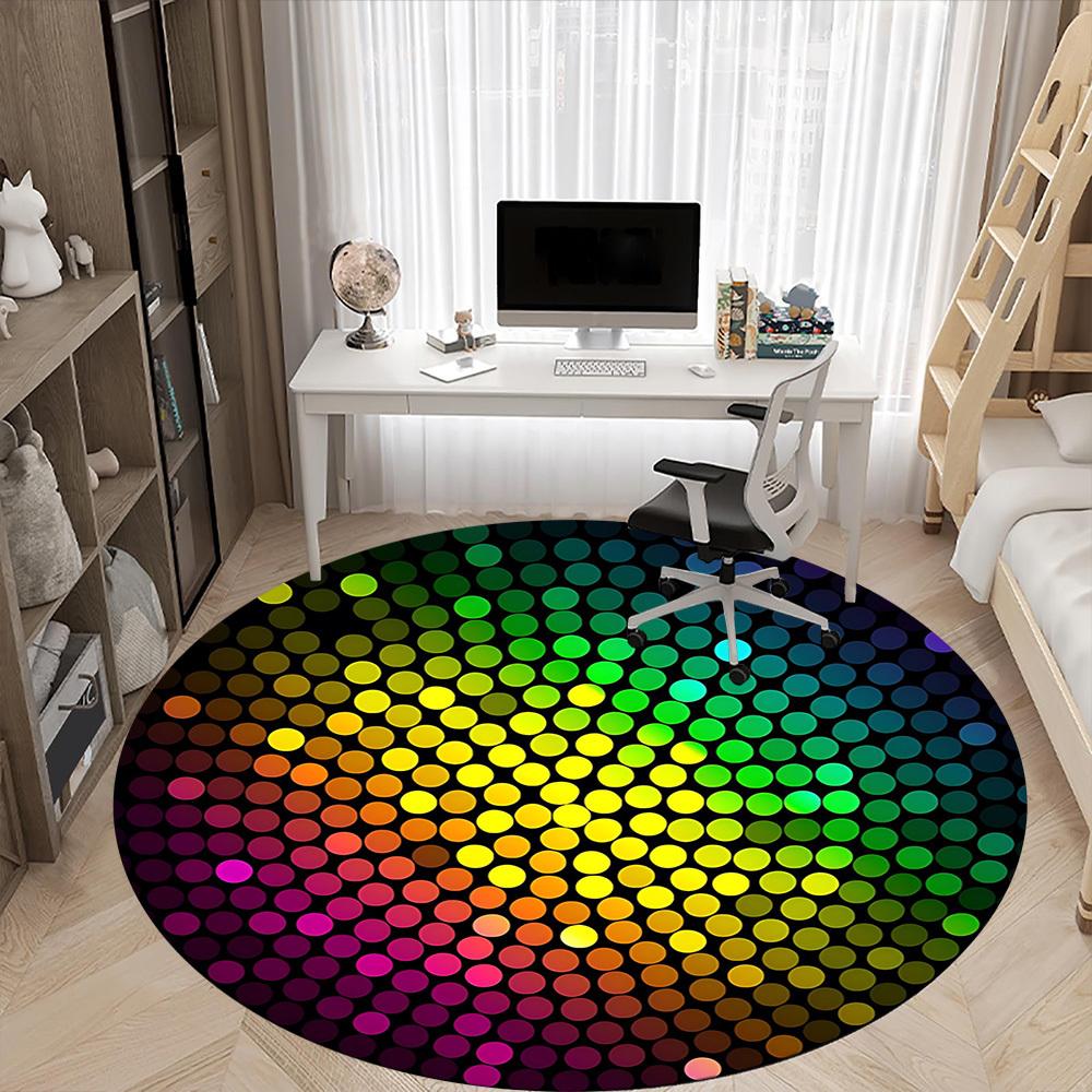 1 Stück Teppich mit Discokugel-Muster für das Büro, rutschfest, runder Teppich, weich & bequem, Teppich für das Büro, leichte runde Bodenmatte yy251226086