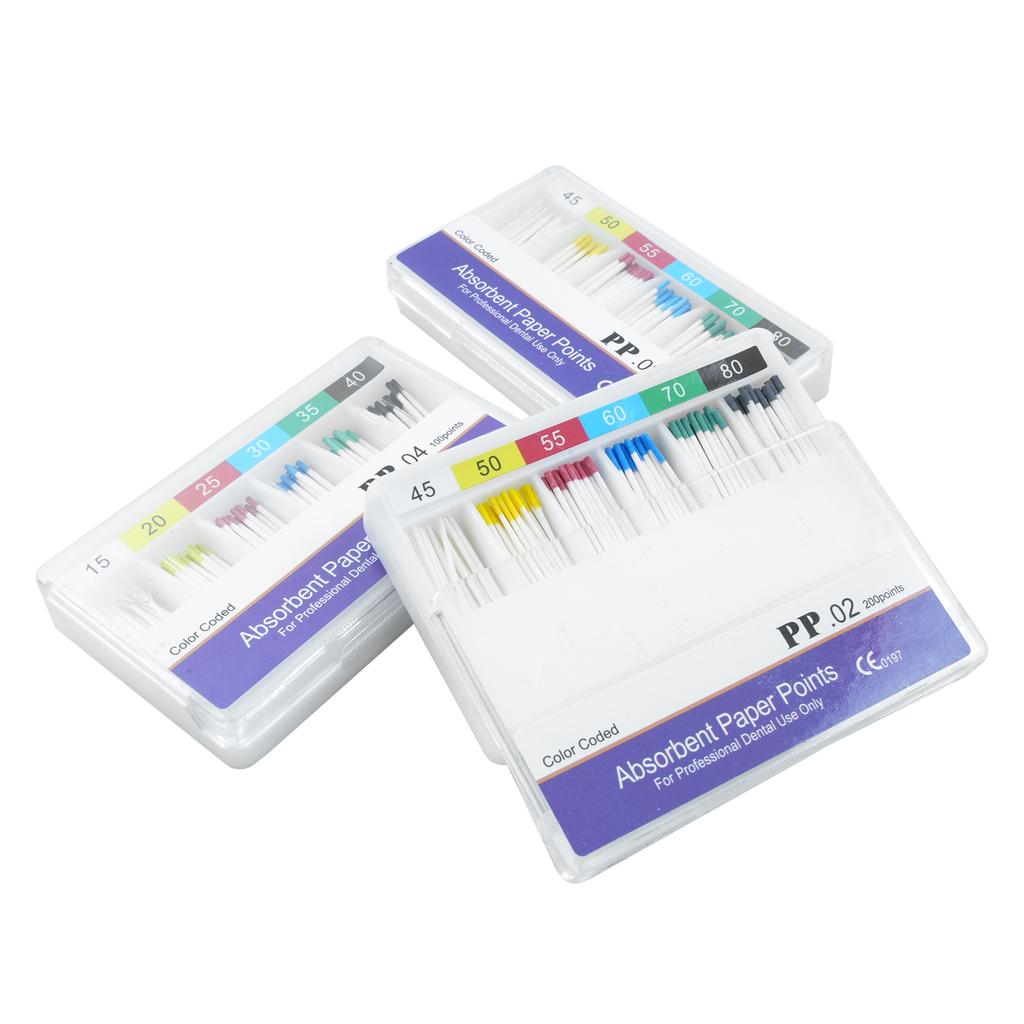 10 cutii Puncte de hârtie absorbantă dentară Vârfuri de hârtie absorbantă de umiditate Taper 0,02 0,04 0,06 Endodonție Clinici dentare Consumabile
