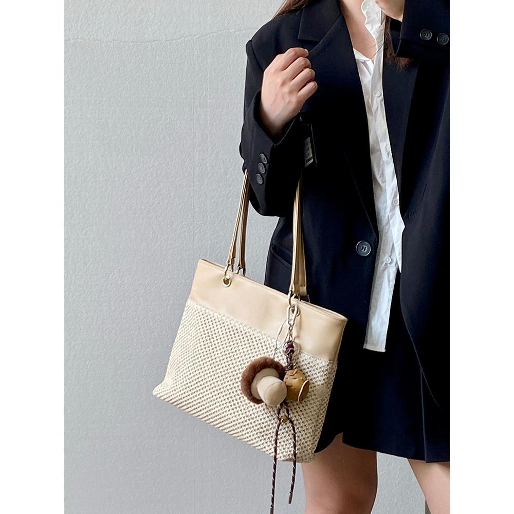 IELGY Ladies Tote Bag Seasonal Woven Gentle Style Large Capacity Casual Portable