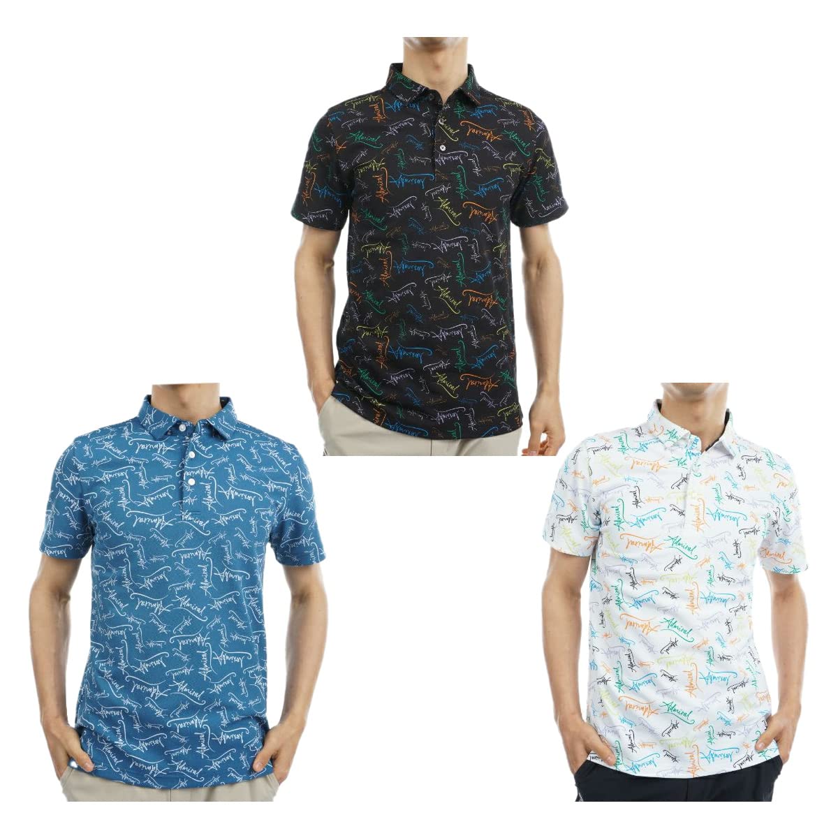 

Мужская рубашка для гольфа Admiral Golf черного цвета с принтом мультилоготипа, ADMA331