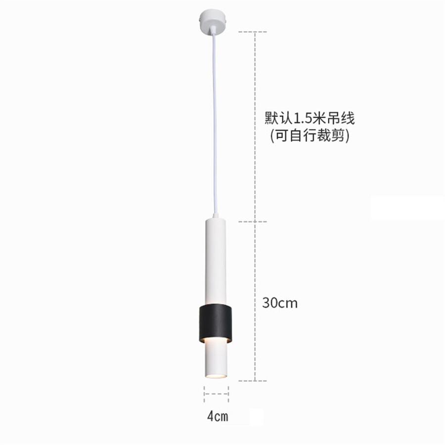 Long Tube Pendant Light Bedroom Bedside Hanging Light Black White Pendant Lamps Bar Cafe Droplight Suspension Light