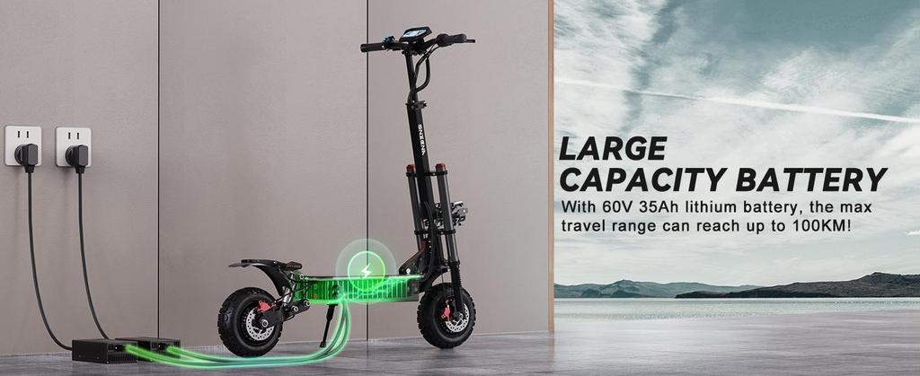 FENGQS GT8 PRO Electric Scooter 11 inch Off-Road Tire 2800W*2 Motor 60V35Ah Battery 85km/h Max Speed 100km Max Range Adult Foldable E-Scooter