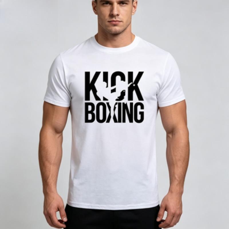 Unisex 100 Cotton T Shirt Kick Boxing Embedded Fighter Silhouette Graphic Martial Arts Training Casual Male Short Sleeve Tee Tops