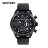 Sanda Cool Large Dial Six-Needle Waterproof Men's Watch with Genuine Leather Strap - Trendy and Fashionable Design.