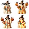 Classroom Halloween Desk Accessories Lighted Vintage Patchwork Ghost, LED Light Up Ghost with Pumpkin Lantern, Spooky Rustic Retro Home Refresh Items