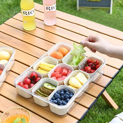 Caixa de especiarias portátil com 9 compartimentos, caixa organizadora para conservação de frutas e vegetais, geladeira de cozinha com tampa