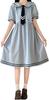 Hanmall Women's Blue Short Sleeve Sailor Dress with Square Collar and Tie, Solid Color, LON146