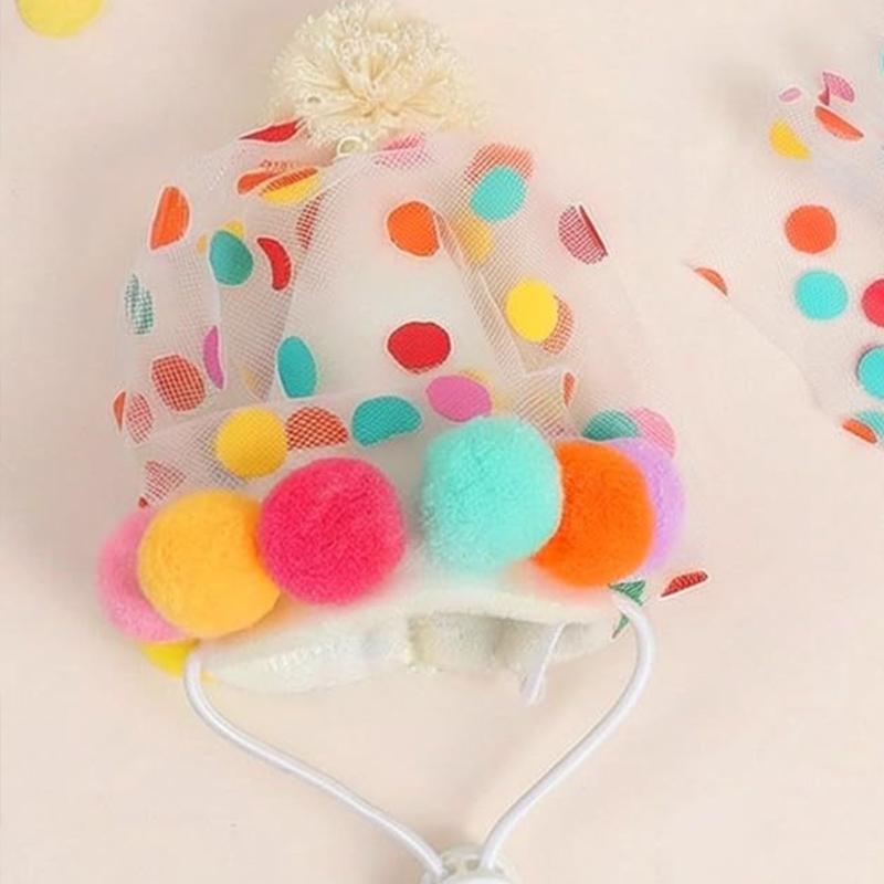 Cats Birthday Headgear Hat for Pet Holiday Decorations Dotted Party Hat Puppy Collar Dog Headgear Photo Props