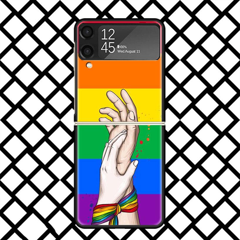 LGBT Rainbow Gay Lesbian Phone Case For Samsung Z Flip 7 6 5 4 3 Galaxy ZFLIP7 ZFlip6 5G Flip5 Flip4 Flip3 5g Black Hard Cover