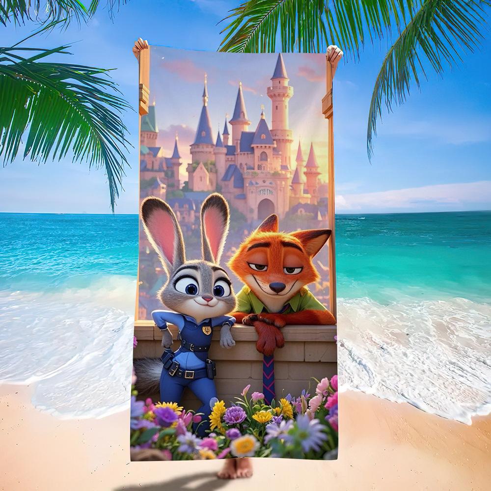 Zootopia Beach Towel Microfiber Bath Towel Kids Cartoon Week Judy Nick Quick Dry Towel