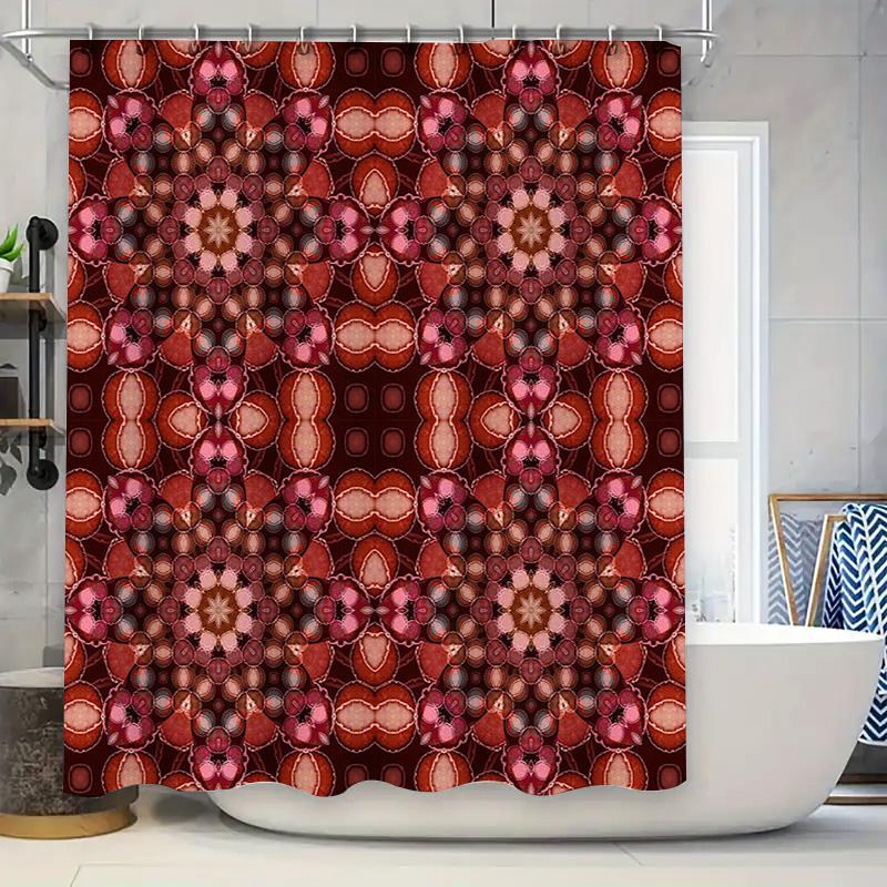 Modern Bathroom DecorStylish Red Blue Geometric Shower Curtain with White Accents Perfect for Creating a Luxurious Spa-like Expe