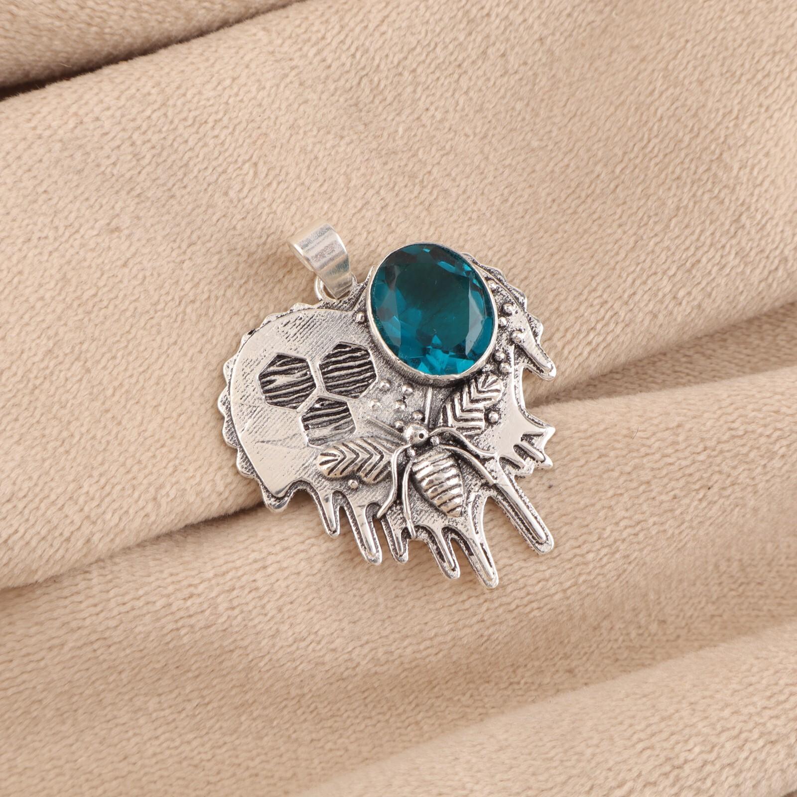 

Голубой Апатит Драгоценный Камень Серебро 925 пробы Подвеска Ручной Работы 1,49 Подарок для Сестры CP-28-12